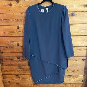 Tom & Linda Platt Asymmetrical Hem Dress French Blue Size 10
